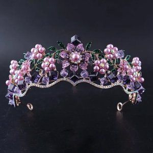 Purple Flower Tiara, Floral Crown, purple headpiece, purple costume, flowergirl